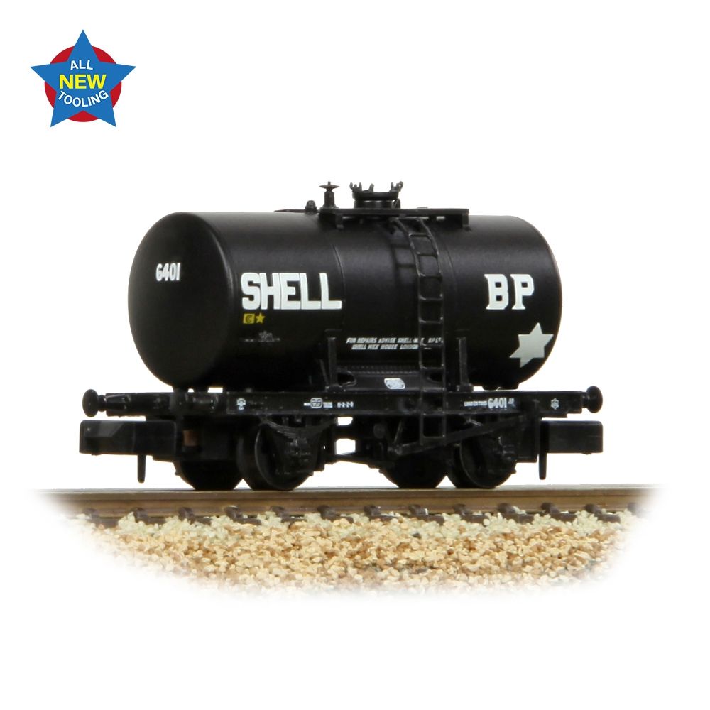 Farish 378-004 20T Anchor-Mounted Tank Wagon 'Shell/BP' Black - N Gauge