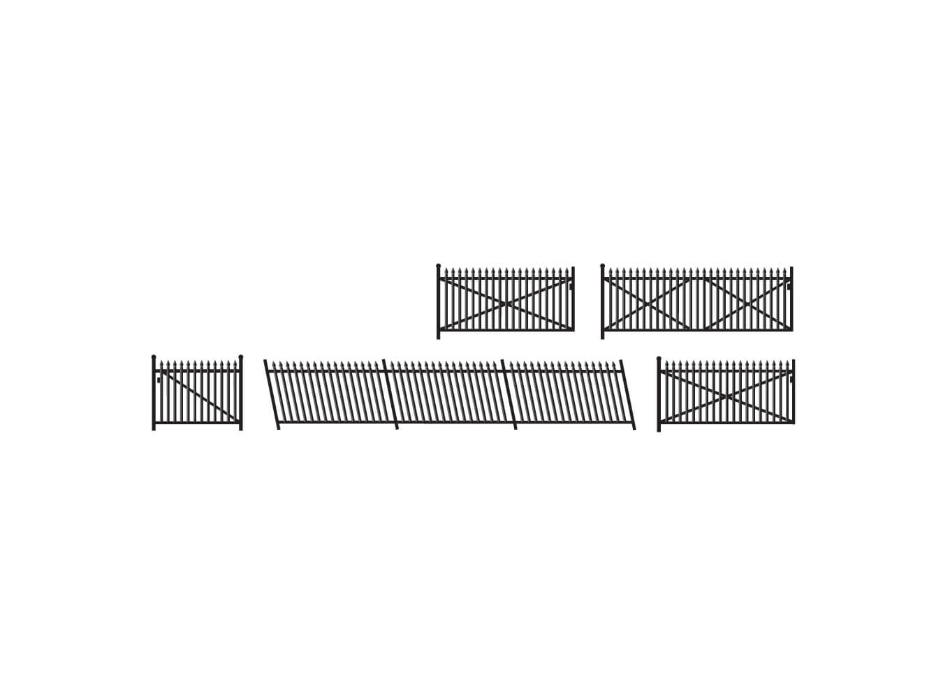 Ratio 246 GWR Spear Fencing, Black, Ramps & Gates
