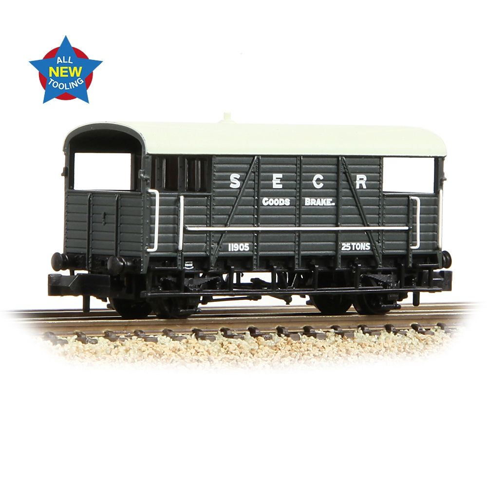 Farish 378-025A SE&CR 25T 'Dance Hall' Brake Van SE&CR Grey - N Gauge