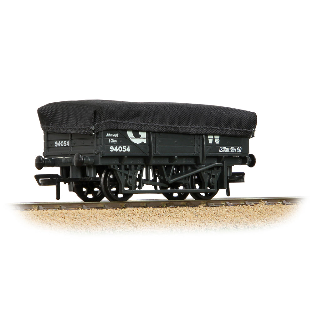 Bachmann 33-088B 5 Plank China Clay Wagon GWR Grey with Tarpaulin Cover, OO Gauge