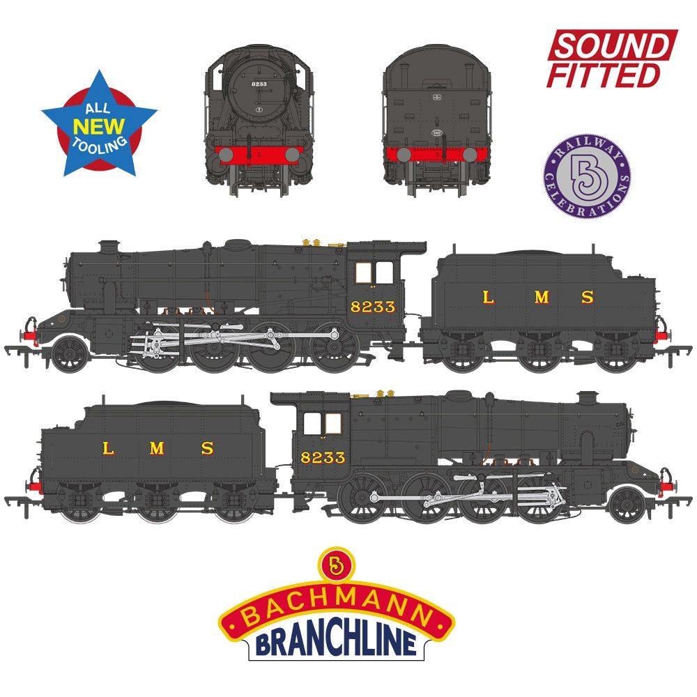 Bachmann 35-226SFX LMS 8F Riveted Tender 8233 LMS Black (DCC SOUND) DELUXE OO Gauge *PRE ORDER £322.96*