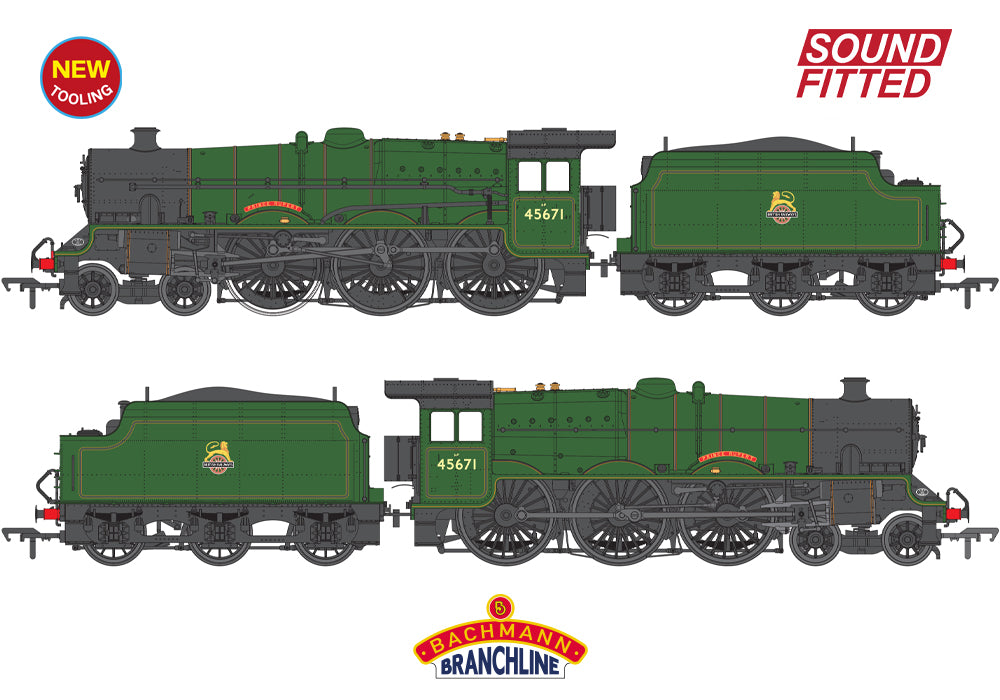 Bachmann 35-976SF LMS Jubliee with Riveted Stanier Tender 45671 'Prince Rupert' BR Lined Green (Early Emblem) SOUND FITTED OO Gauge *PRE ORDER £276.21*