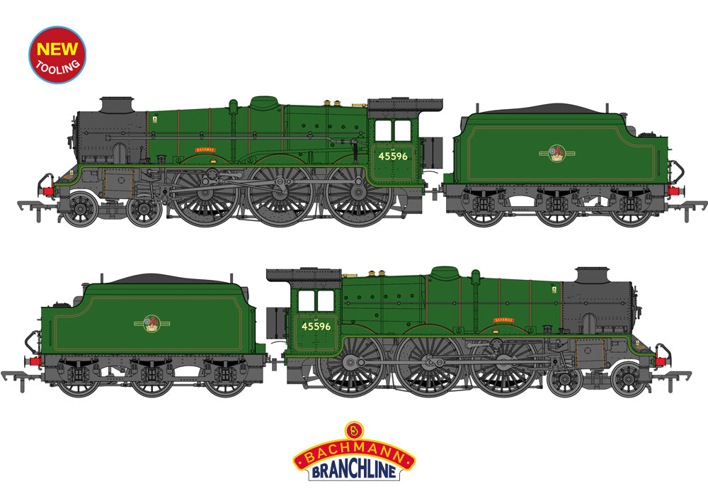 Bachmann 35-977A LMS Jubilee with Double Chimney & Welded Stanier Tender 45596 'Bahamas' BR Lined Green (Late Crest) (PRESERVED) OO Gauge *PRE ORDER £182.71*
