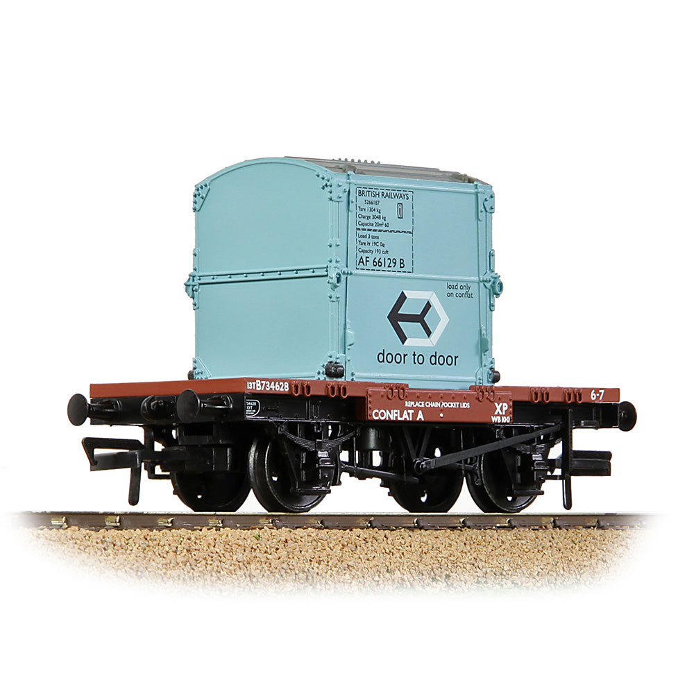 Bachmann 37-978A Conflat Wagon BR Bauxite (Early) With BR Ice Blue AF Container, OO Gauge *LAST FEW*