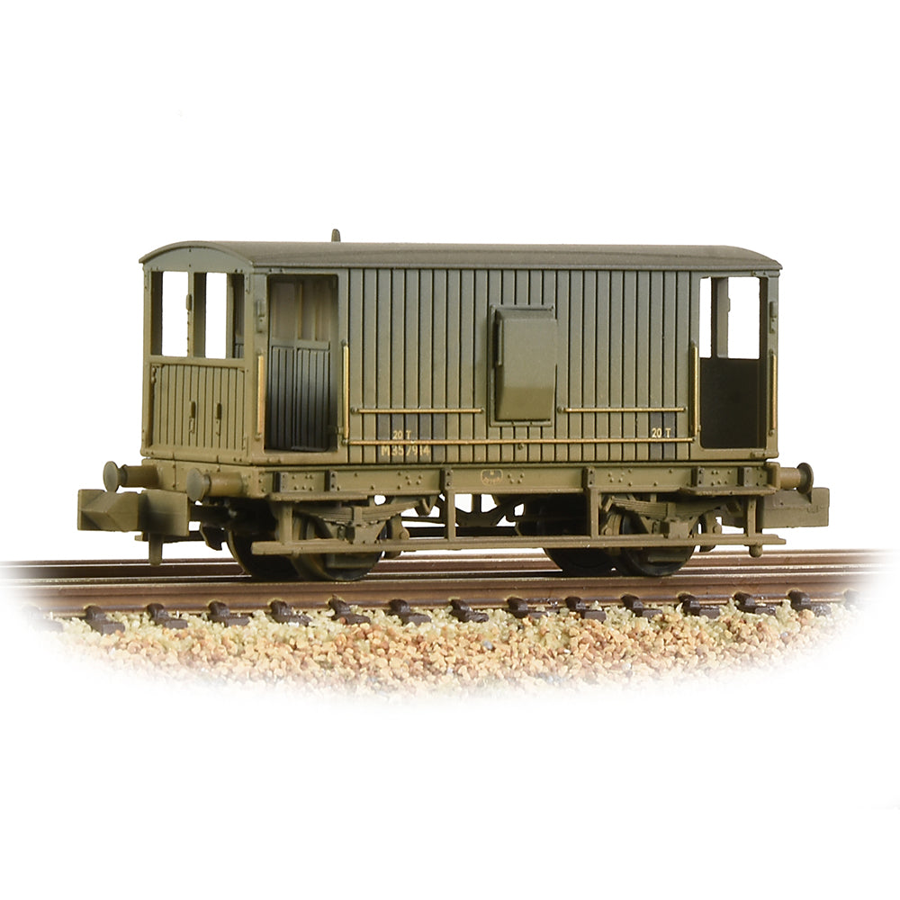 Farish 377-754 Midland 20 Ton Brake Van BR Grey (With Duckets) Weathered, N Gauge *LAST FEW*