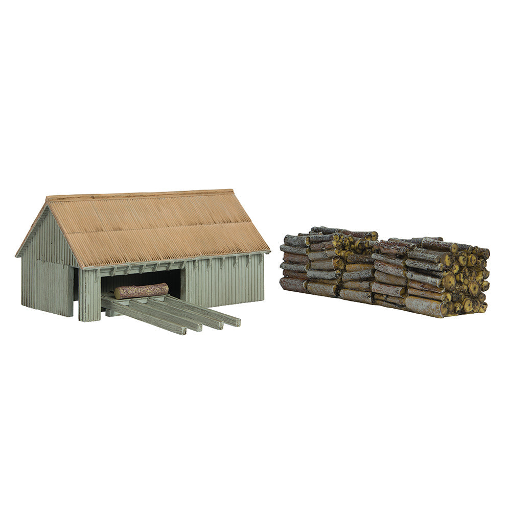 Scenecraft 44-1008 Sawmill and Woodpile Natural Wood OO Gauge