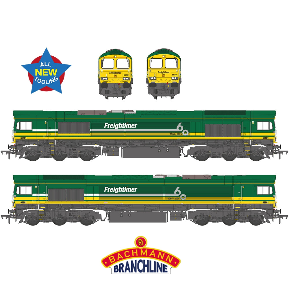 Bachmann 50-012 Class 66/6 66601 Freightliner 60 1965-2025 Freightliner Green OO Gauge *PRE ORDER £195.46*