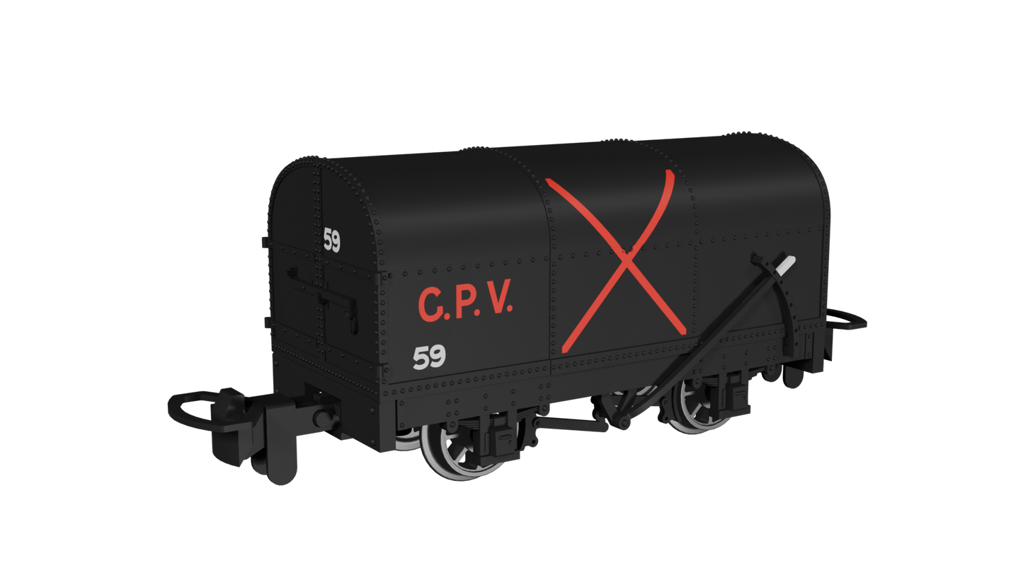 Rapido 990202 Gunpowder Van, Black with Red Cross No.59, OO9 Gauge *PRE ORDER £25.16*