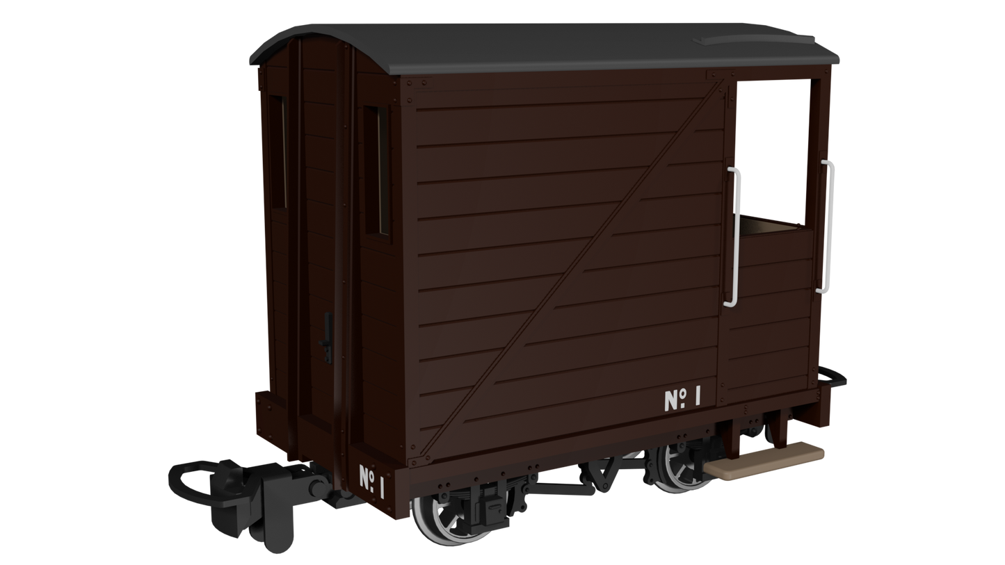 Rapido 990801 Single Veranda Brake Van, Plain Brown No.1, OO9 Gauge *PRE ORDER £26.96*