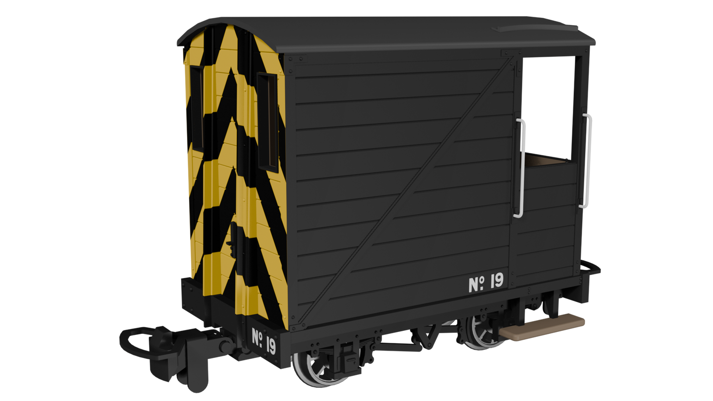 Rapido 990806 Single Veranda Brake Van, Black with Wasp Stripes No.19, OO9 Gauge *PRE ORDER £26.96*