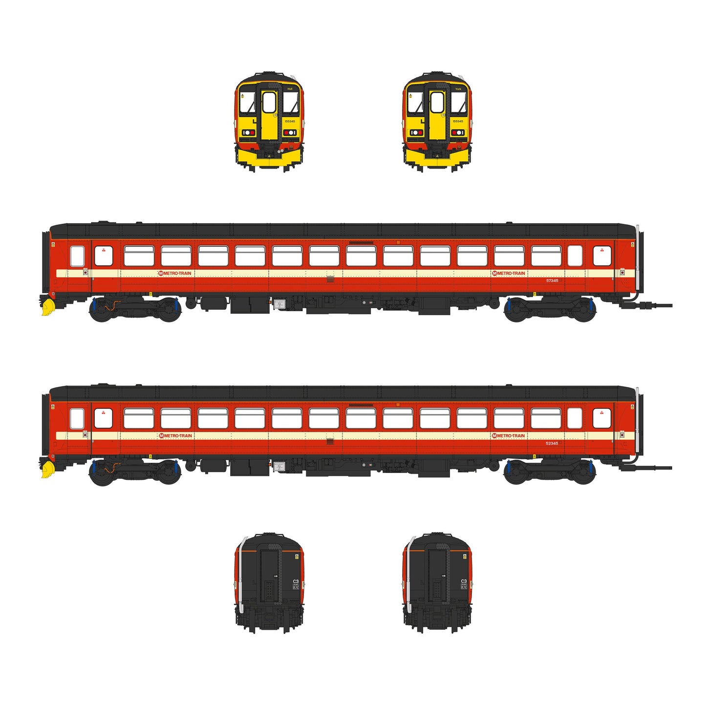 Accurascale ACC3521-DCC x Heljan Class 155 - West Yorkshire PTE - 155345 - OO Scale - DCC Sound Fitted *PRE ORDER £319.98*