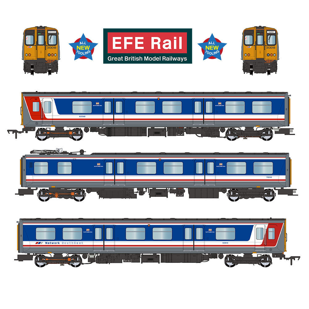 EFE Rail E81003 Class 313 3-Car EMU 313018 BR Network SouthEast OO Gauge *PRE ORDER £297.46*