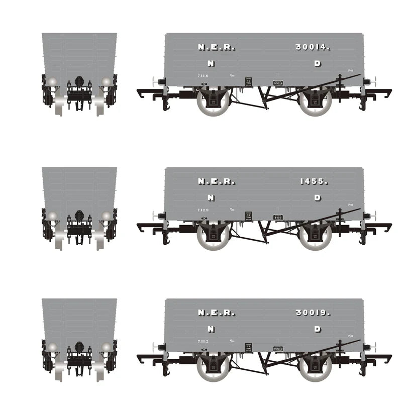 Accurascale ACC2817 P6 Hopper Pre-Grouping: NER Grey Triple Pack , OO Gauge