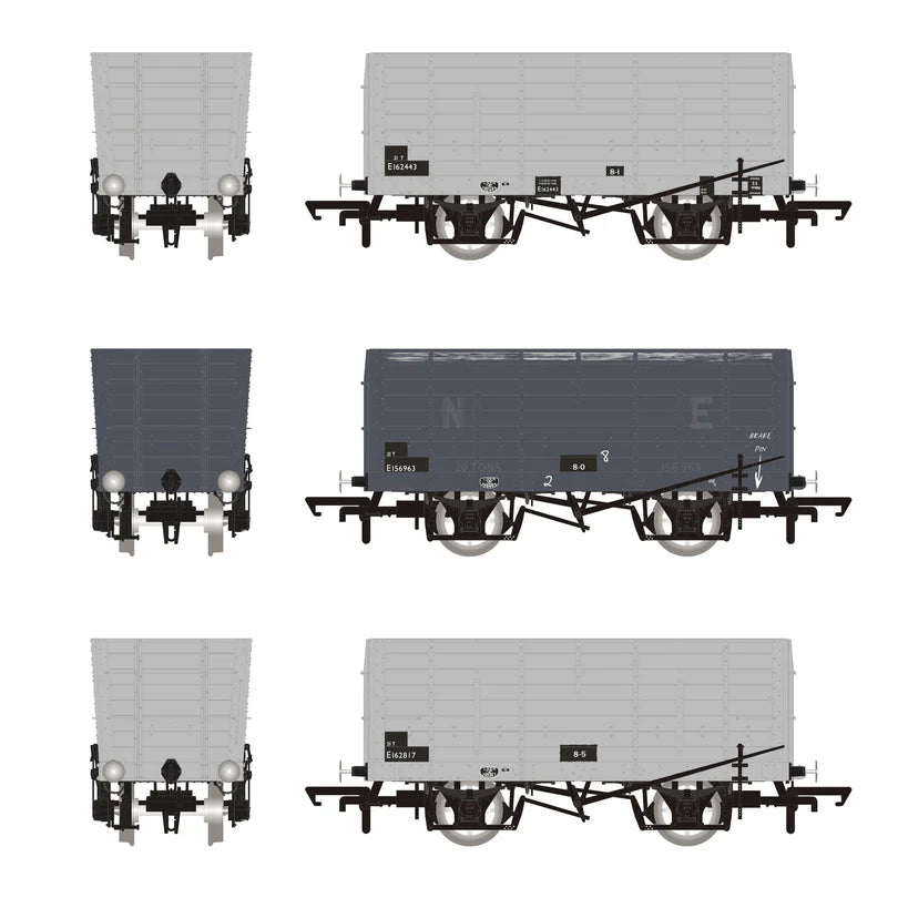 Accurascale ACC2828 DGM 12 Hopper BR Grey, with black panels Triple Pack , OO Gauge