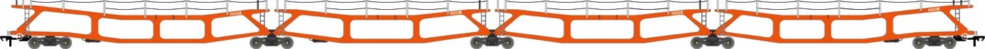 Revolution RT-OO-CAR4-403B Quad set Cartic-4 car carrier - Silcock and Collings orange (set B), OO Gauge