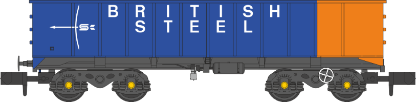 Revolution RT-PTA-BSSW-531A PTA/JTA/JUA iron ore tippler wagons - British Steel blue/orange N Gauge *PRE ORDER £199.95*