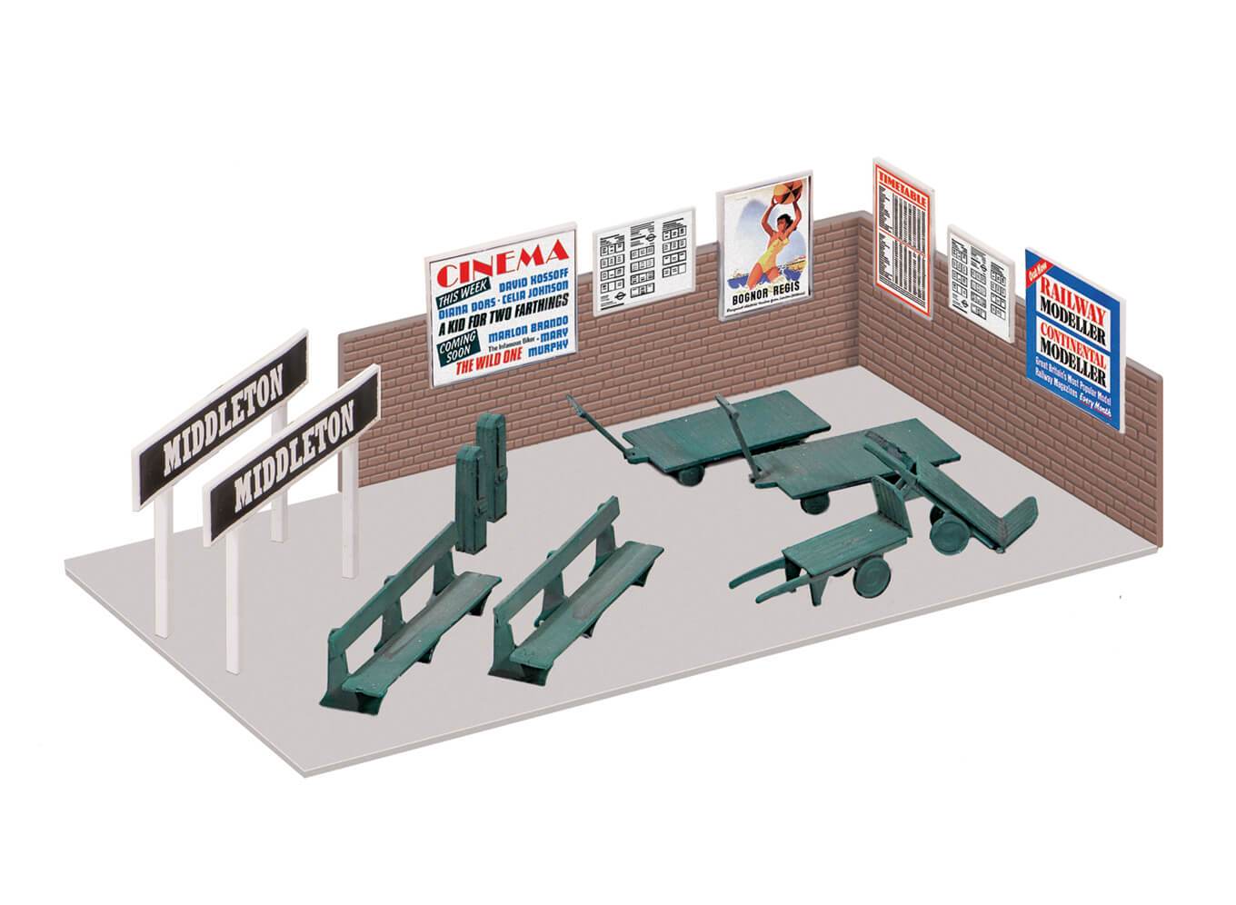 Wills SS68 Platform Accesories, Nameboards, Trolleys etc