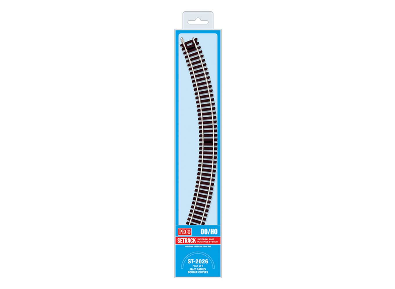 Peco ST-2026 2nd radius Double Curves (Pack of 4) - OO Gauge
