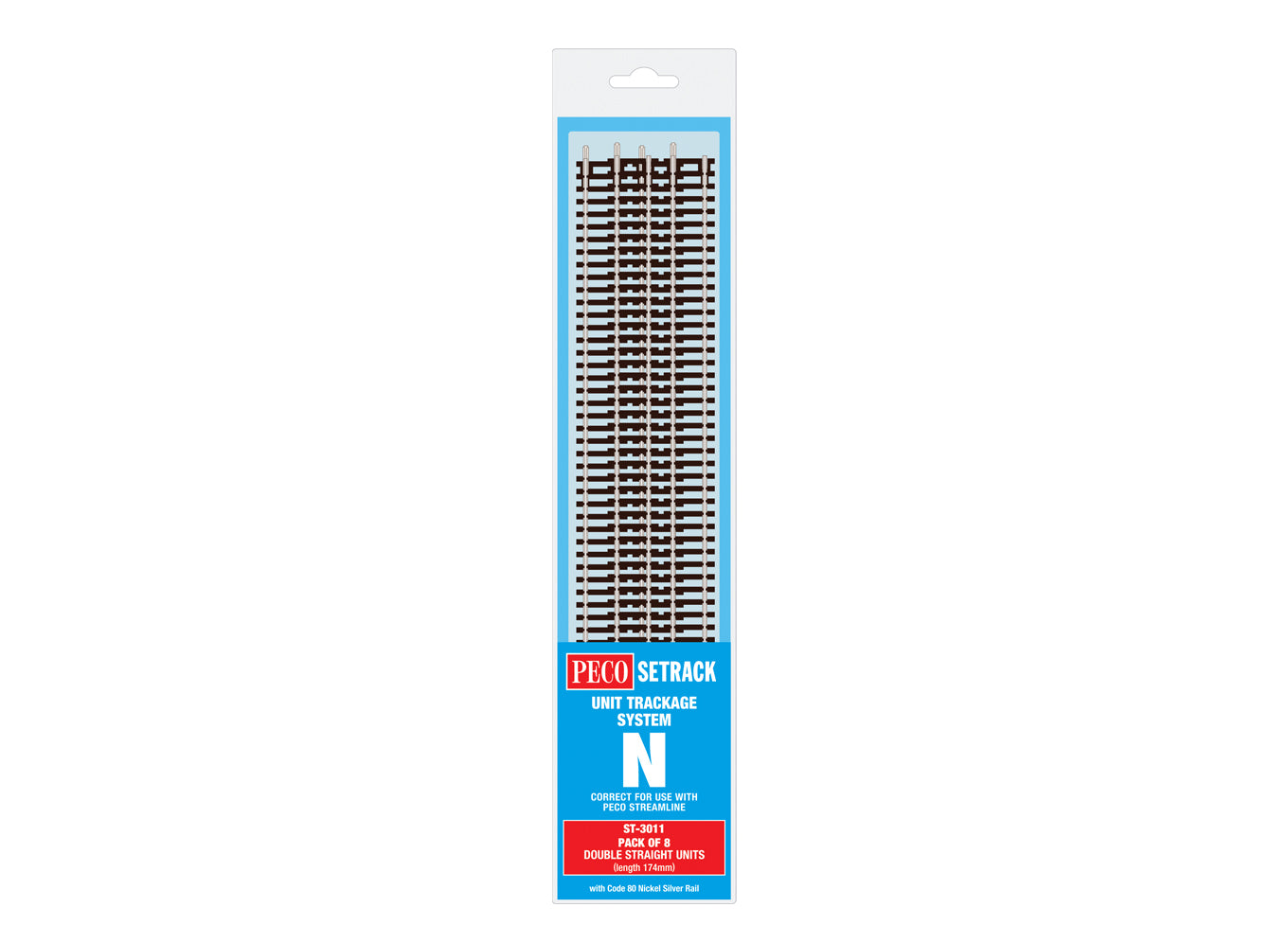 Peco ST-3011 Double Straight (Pack of 8) - N Gauge
