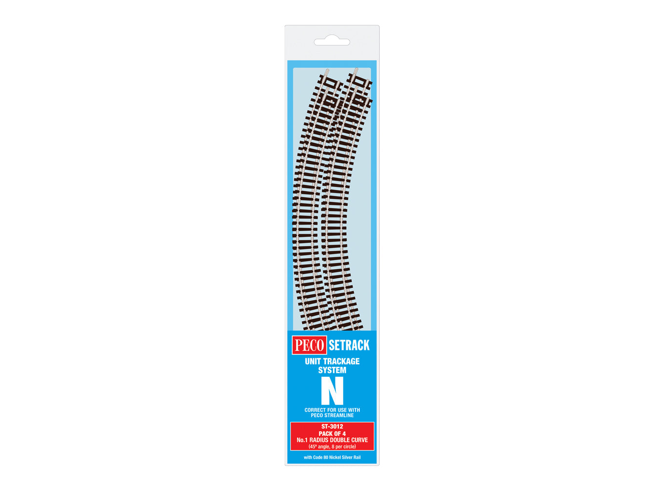 Peco ST-3012 Double Curve, 1st Radius (Pack of 4) - N Gauge