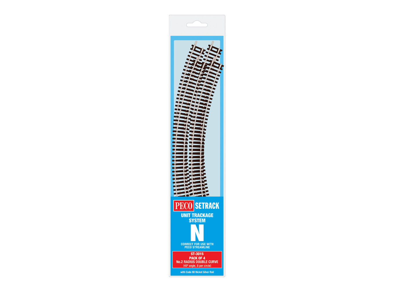 Peco ST-3015 Double Curve, 2nd Radius (Pack of 4) - N Gauge