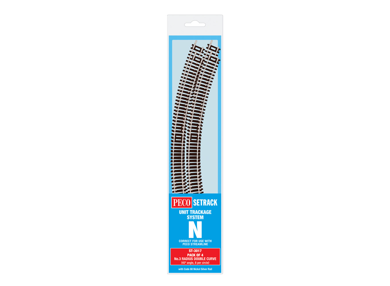 Peco ST-3017 Double Curve, 3rd Radius (Pack of 4) - N Gauge