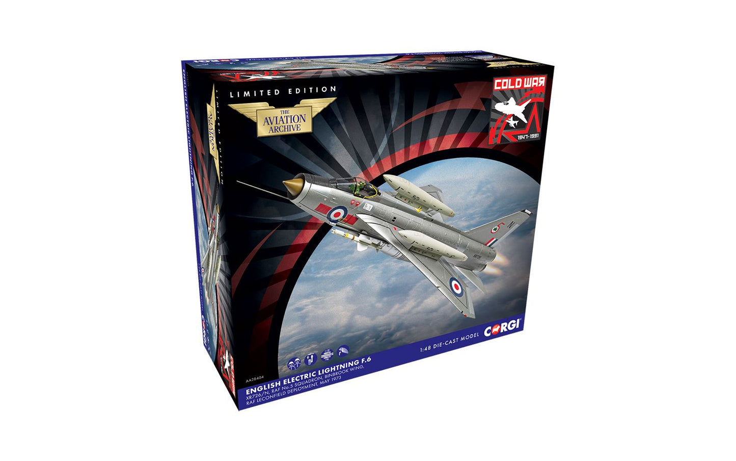 Corgi AA28404 English Electric Lightning F.6 XR726/N, RAF No.5 Squadron, Binbrook Wing, RAF Leconfield deployment, May 1973 1:48 Scale *PRE ORDER £161.49*