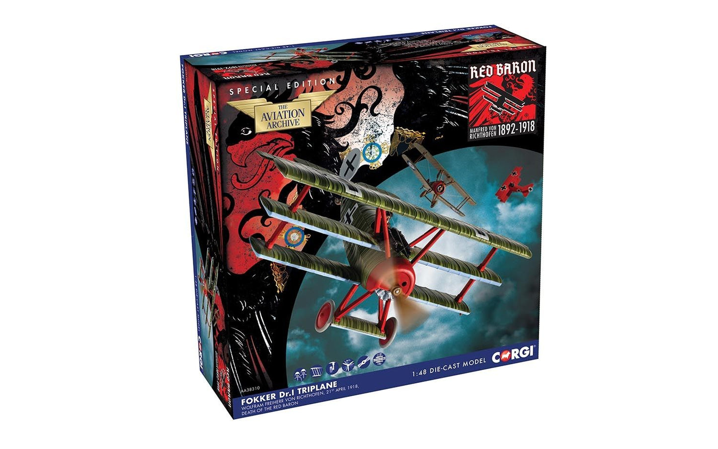 Corgi AA38310 Fokker DR.1 Triplane, Wolfram Freiherr von Richthofen, 21st April 1918 *LAST FEW*