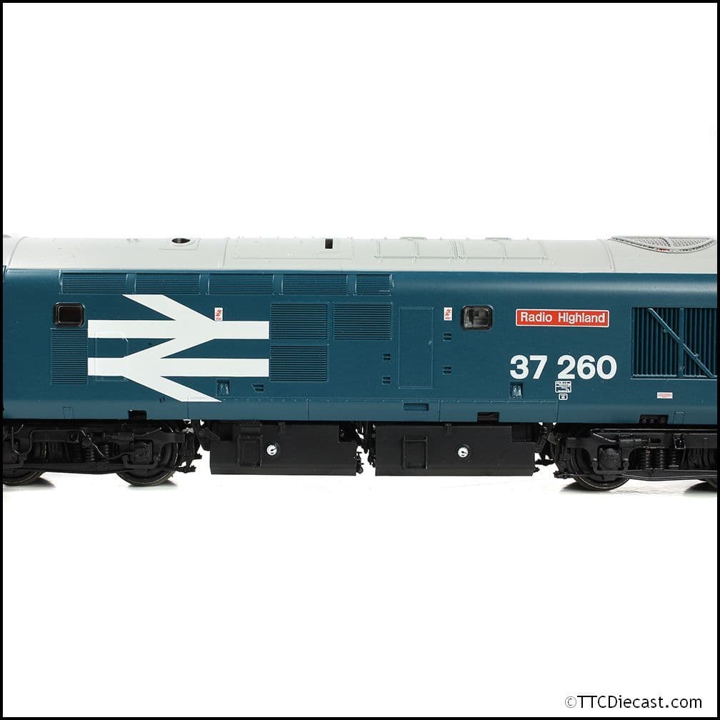 Bachmann 35-309 Class 37/0 Centre H/Code 37260 'Radio Highland' BR Blue (LL), OO Gauge