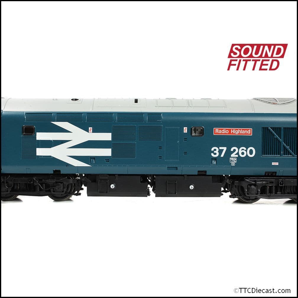 Bachmann 35-309SF Class 37/0 Centre H/Code 37260 'Radio Highland' BR Blue (LL), OO Gauge
