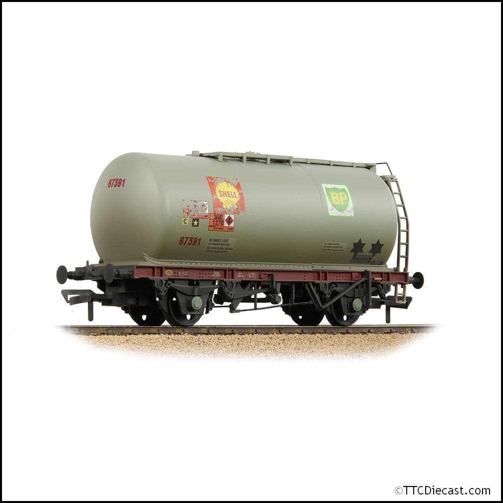 Bachmann 37-577B BR 45T TTA Tank Wagon Wagon 'Shell-BP' Grey - Weathered, OO Gauge