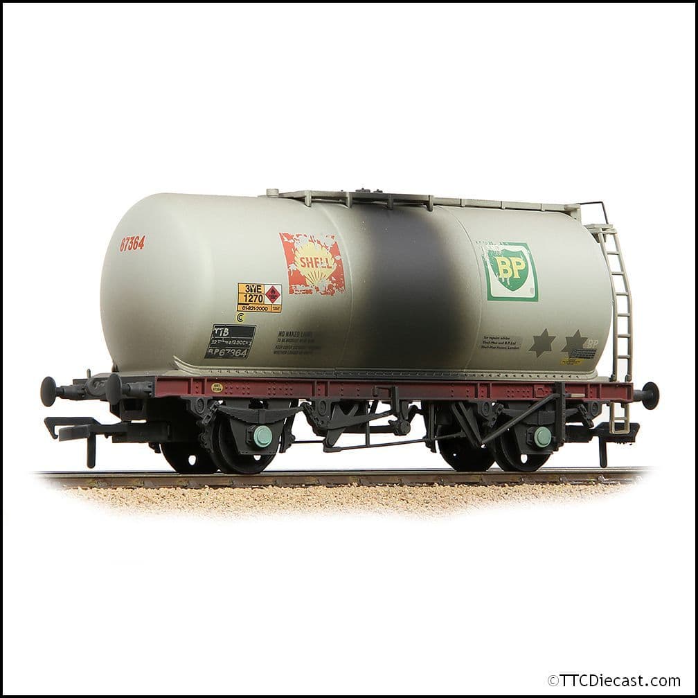 Bachmann 37-577C BR 45T TTA Tank Wagon Wagon 'Shell-BP' Grey - Weathered, OO Gauge