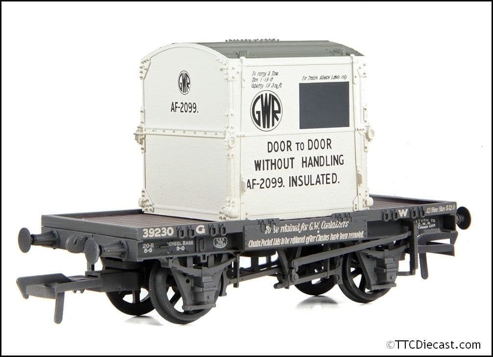 Bachmann 37-975B Conflat Wagon GWR Grey With 'GWR' AF Container - Weathered, OO Gauge *LAST FEW*