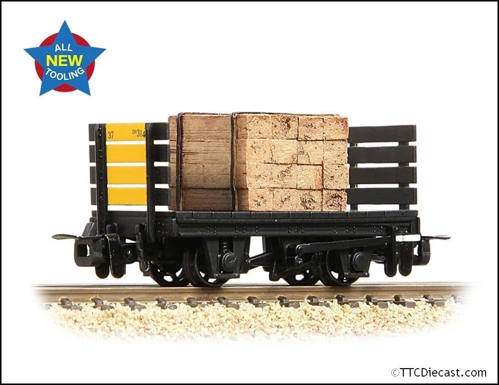 Bachmann 393-175 RNAD Flat Wagon Planked Ends RNAD Dean Hill C/a Sleeper Load, OO-9 Gauge