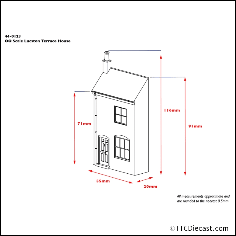 Scenecraft 44-0123 Low Relief Lucston Terrace House - White, OO Gauge