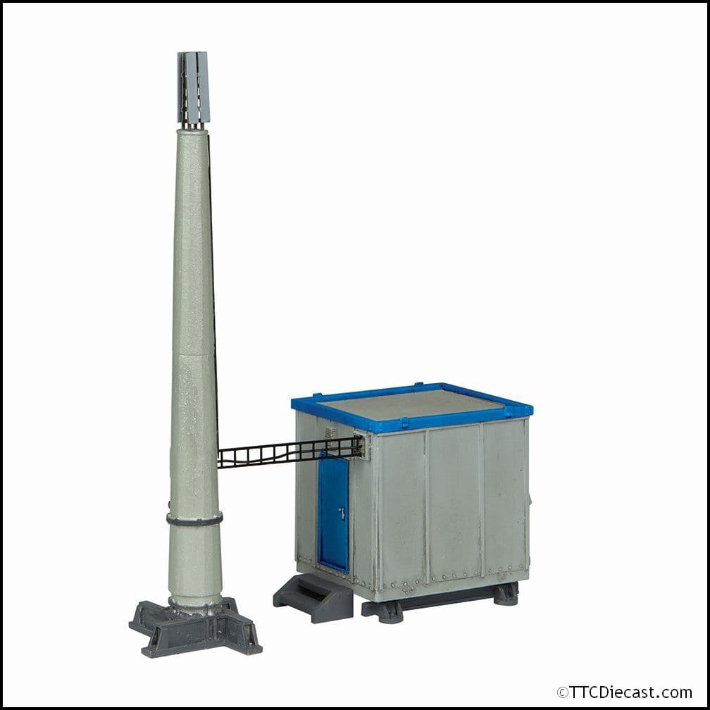Scenecraft 44-0195B GSM-r Telecom Cabin and Monopole - Blue Cabin, OO Gauge