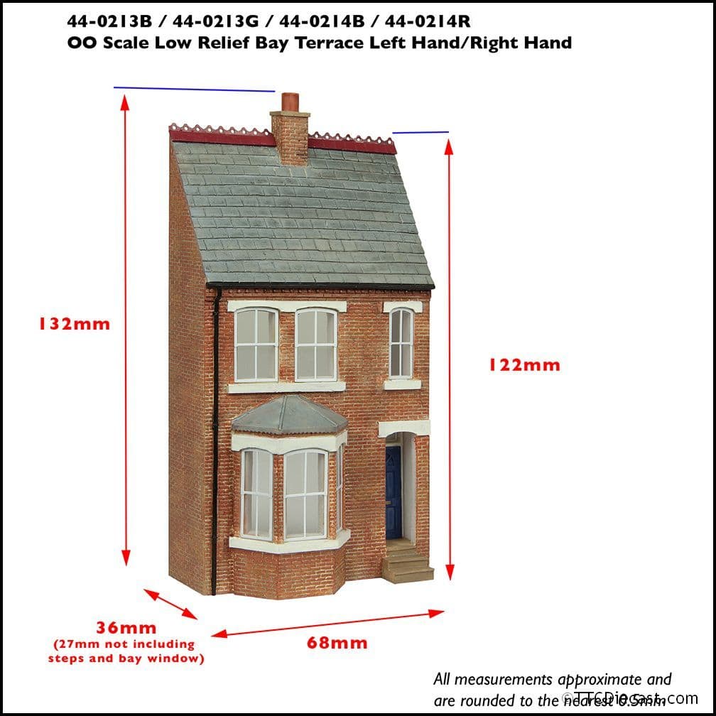 Scenecraft 44-0213B Low Relief Left Hand Bay Terrace Blue, OO Gauge