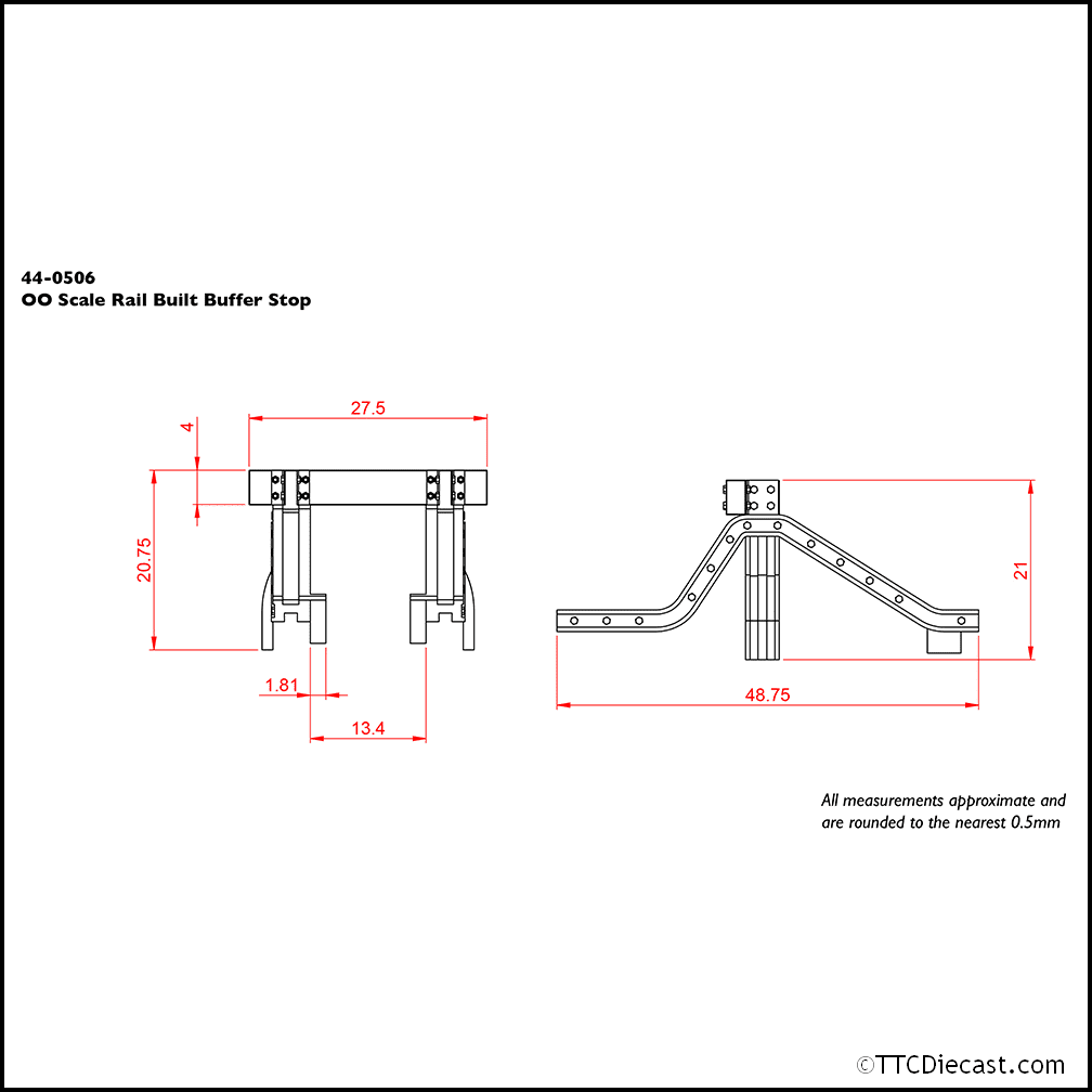 Scenecraft 44-0506 Rail Built Buffer Stops (x2), OO Gauge