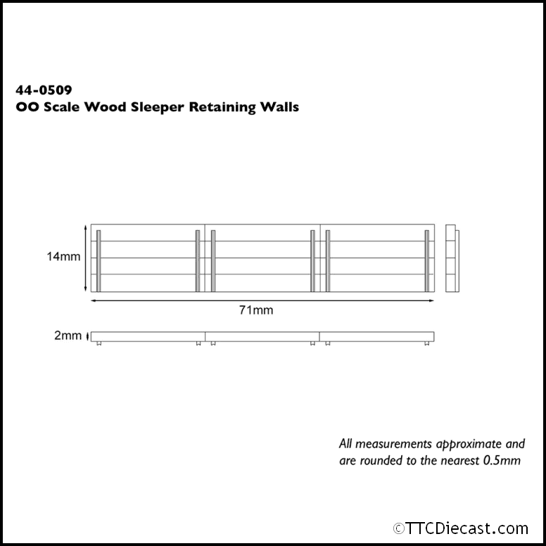 Scenecraft 44-0509 Wood Sleeper Retaining Walls, OO Gauge