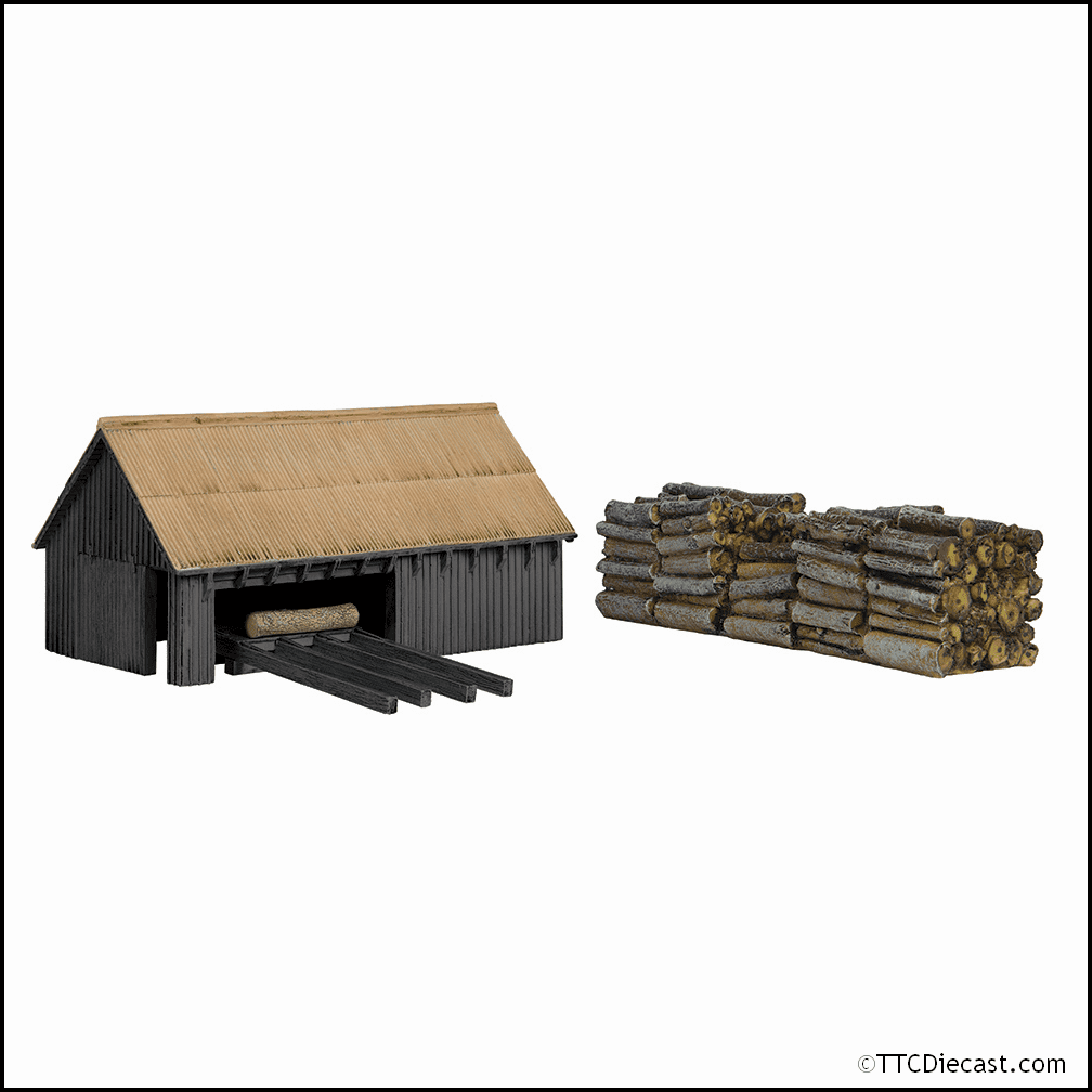 Scenecraft 44-1008A Sawmill and Woodpile Black OO Gauge