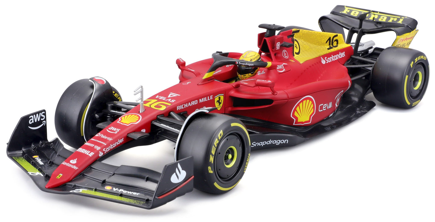 Burago 16811LM Ferrari F1-75 #16 Charles Leclerc 2022 w/Helmet Monza Livery 75th Anniversary 1:18 Scale *PRE ORDER £81.59*