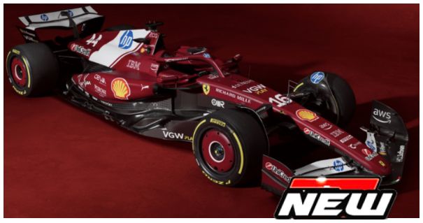 Burago 16822L Ferrari F1 SF-25 #16 Charles Leclerc Season Car 2025 Hard Case, 1:18 Scale