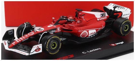 Burago 36835-L-VEGAS Ferrari F1 SF-23 #16 2nd Las Vegas USA GP 2023 Charles Leclerc w/Driver and Showcase, 1:43 Scale