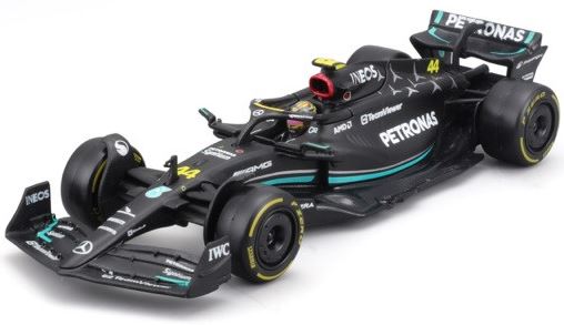 Burago 38081H Mercedes F1 W14 #44 2023 Lewis Hamilton - W/Case + Figure 1:43 Scale *PRE ORDER £18.99*