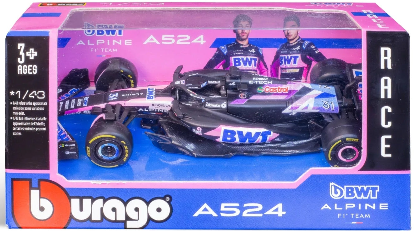 Burago 38175O Alpine F1 A524 2024 Ocon Card Box, 1:43 Scale