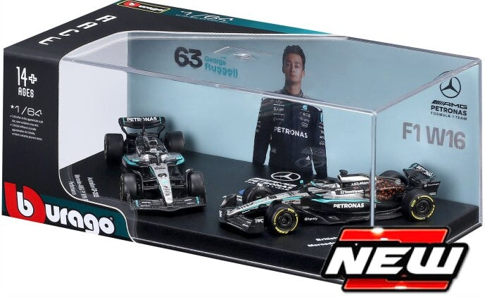 Burago 58020R Mercedes F1 2 Pack Premium #63 George Russell 1:64 Scale *PRE ORDER £22.79*