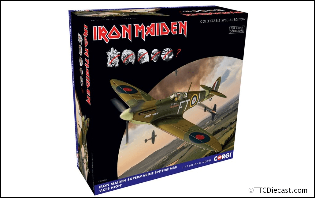 Corgi CC39215 Iron Maiden Supermarine Spitfire Mkii 'Aces High', 1/72 Scale