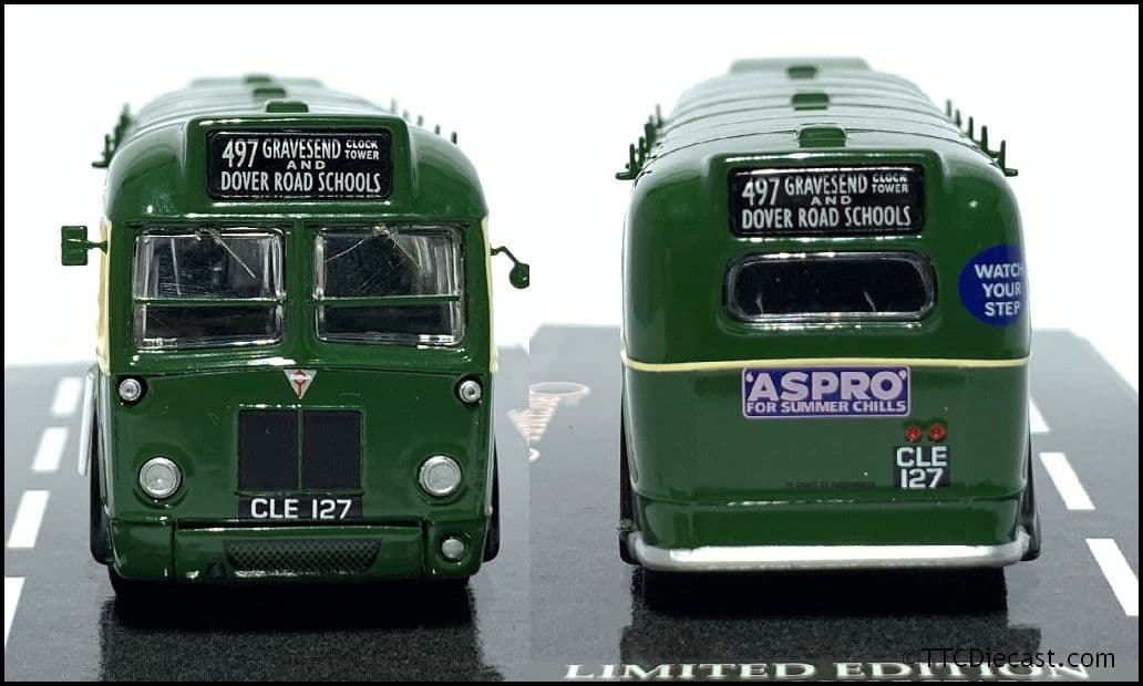 Corgi OM41007 AEC 4Q4 London Transport, PRE OWNED, Route 497 Gravesend Clock Tower
