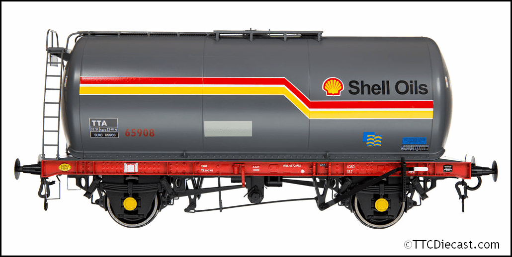 Dapol 7F-064-005 45t TTA Tank Wagon Shell Oils Dark Grey W/Stripe 65908 - O Gauge *LAST FEW