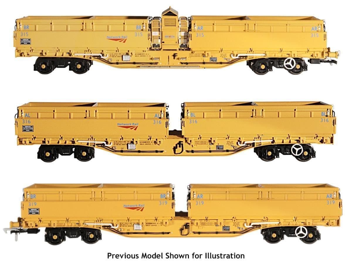 Dapol 4F-075-004 MRA Ballast Wagon Set Network Rail Yellow OO Gauge - PRE ORDER £191.25